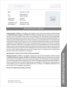 Private Investigator Report Template: Document Downloads