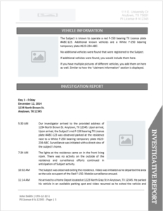 Private Investigator Report Template: Document Downloads